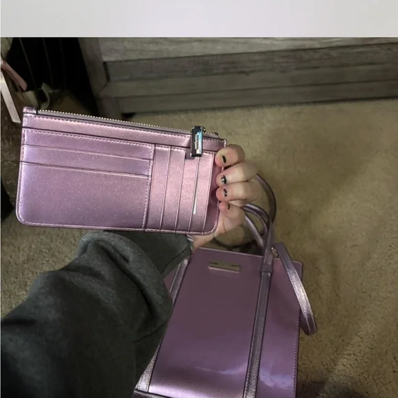 Kate Spade Metallic Lavender Shoulder Bag with matching card wallet - Picture 7 of 7